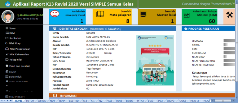 Download Gratis Aplikasi Raport  k13 SD Semester 2 tahun 2020