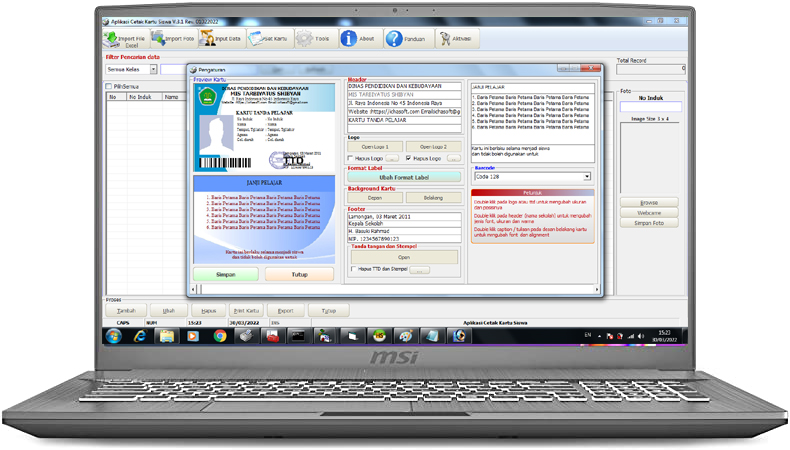 Aplikasi Cetak Kartu Siswa Simple Student Card