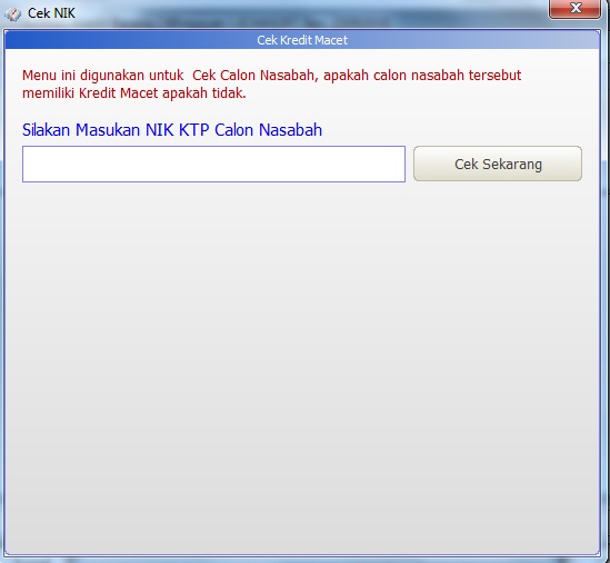 Cek Nik pada Aplikasi Kredit