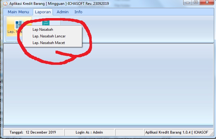 Laporan Nadabah macet Aplikasi Kredit