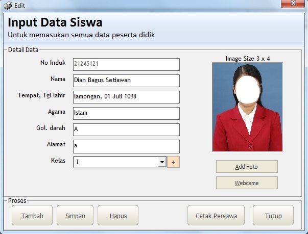 Aplikasi Cedtak Kartu Tanda Pelajar