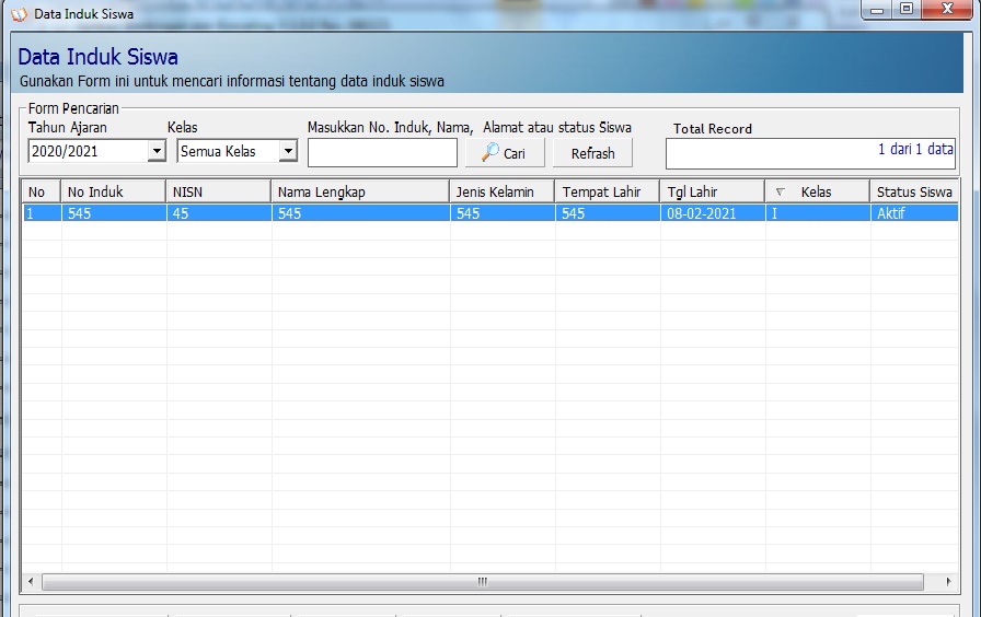 Data siswa untuk software BK