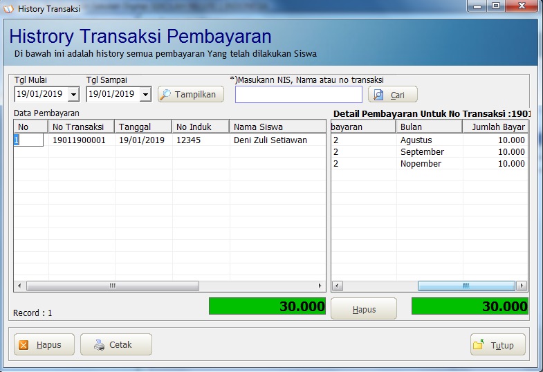 Laporan Pembayaran Aplikasi SPP