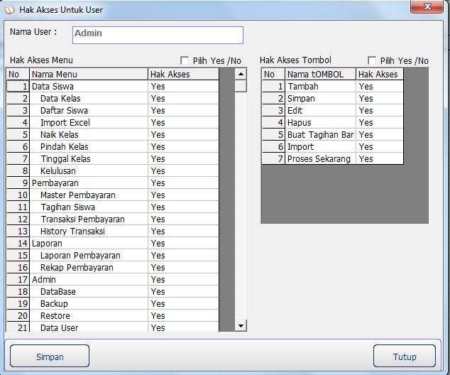 Hak Akses User Aplikasi Pembayaran