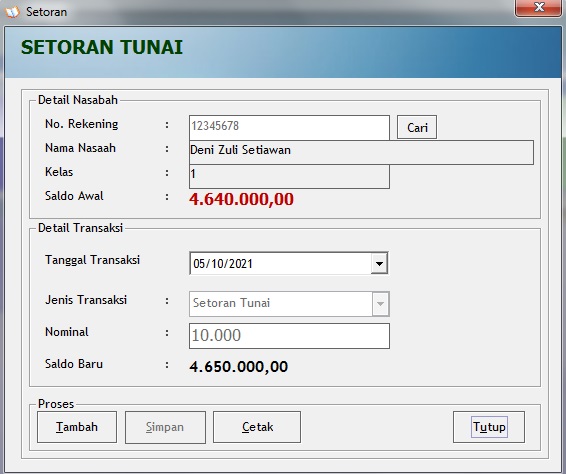 Setoran Uang Tabungan